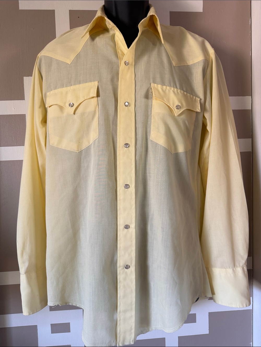 Men's Vintage Chute #1 Light Yellow Retro Western Shirt w/Pearl Snap Buttons